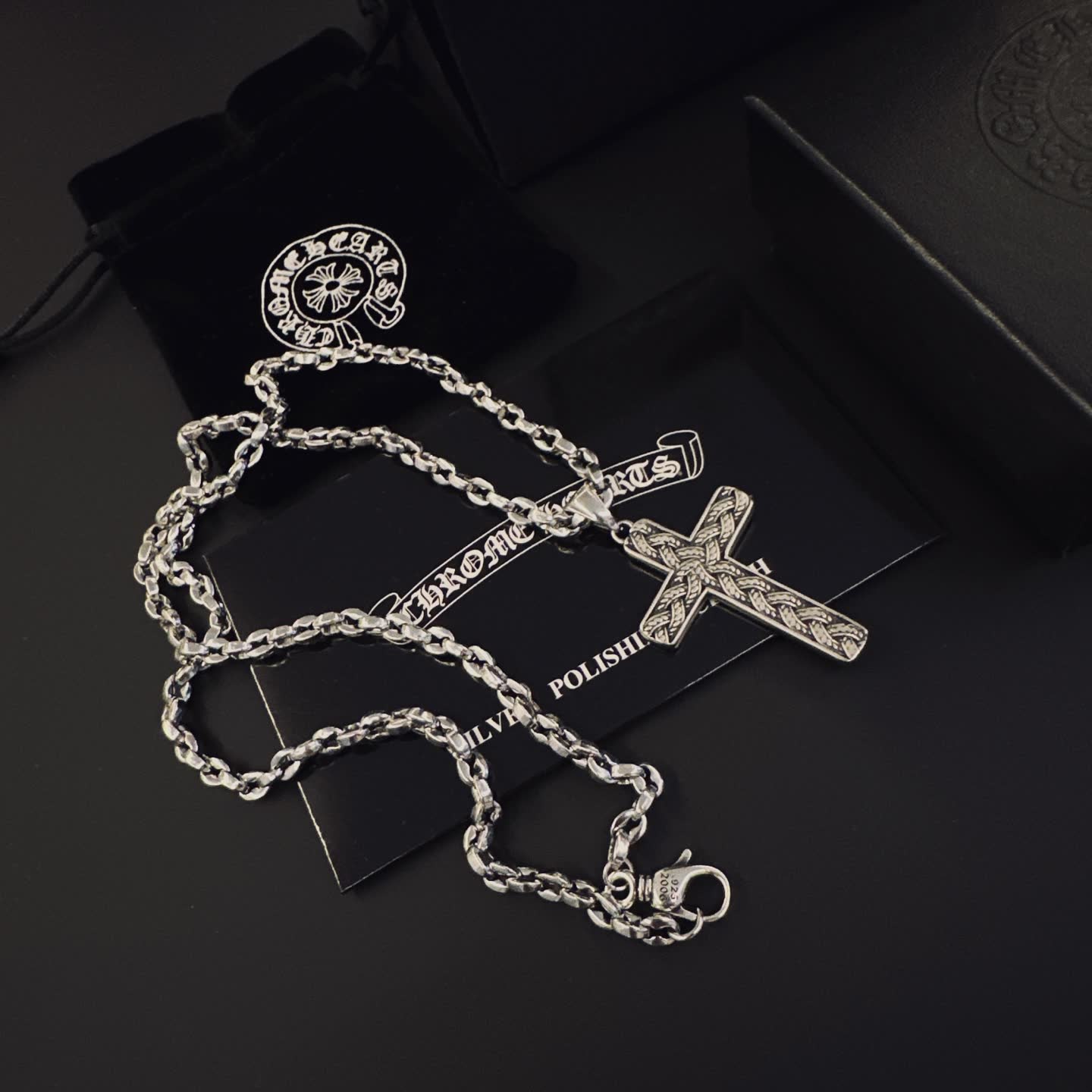 Chrome Hearts Silver Cross Pendant Necklace